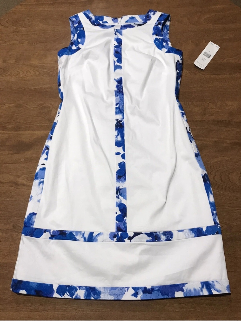 Lauren Ralph Lauren Blue White Sleeveless Dress Career Party NWT Size 6 MSRP$134